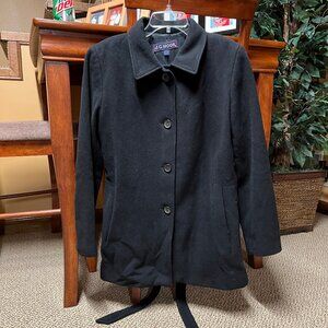 Black Pea Coat Wool Blend Size Small (size on tag is worn off but fits like S)